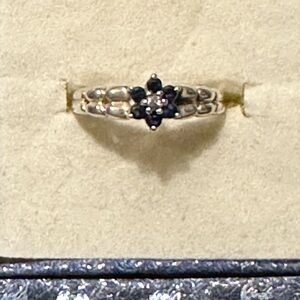 Sapphire Floral Sterling Silver Ring
